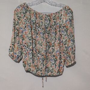 Floral Print Women's V-Neck Blouse Top